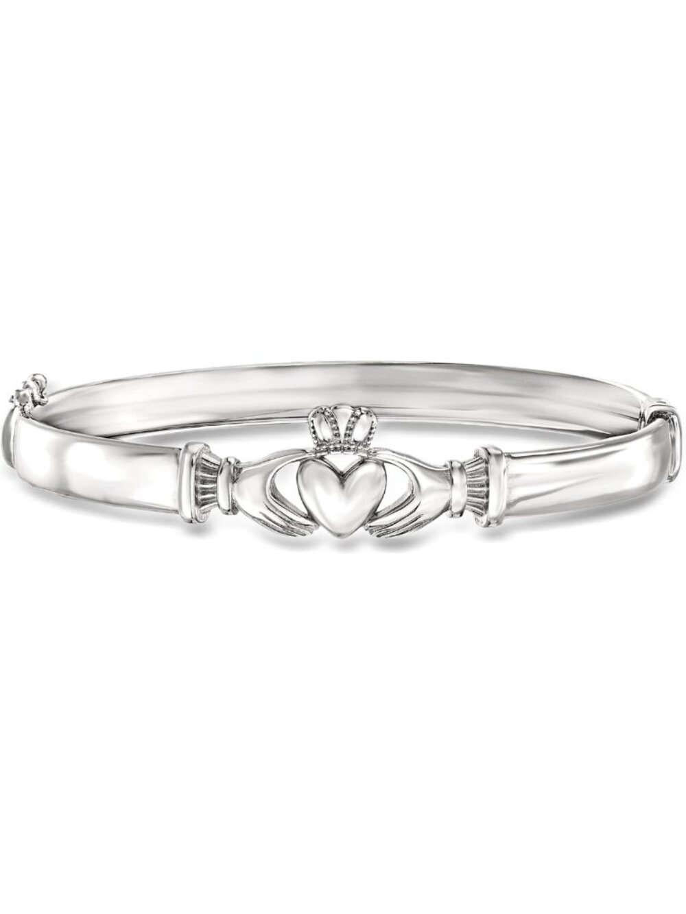 Sterling Silver Claddagh Bangle Bracelet | Elegant Irish Design, Adjustable Fit